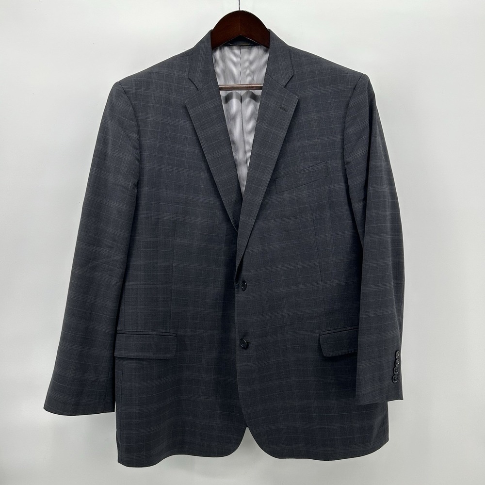Brooks Brothers 346 Explorer Fitzgerald Blazer Mens 48R Gray Plaid Wool Blend